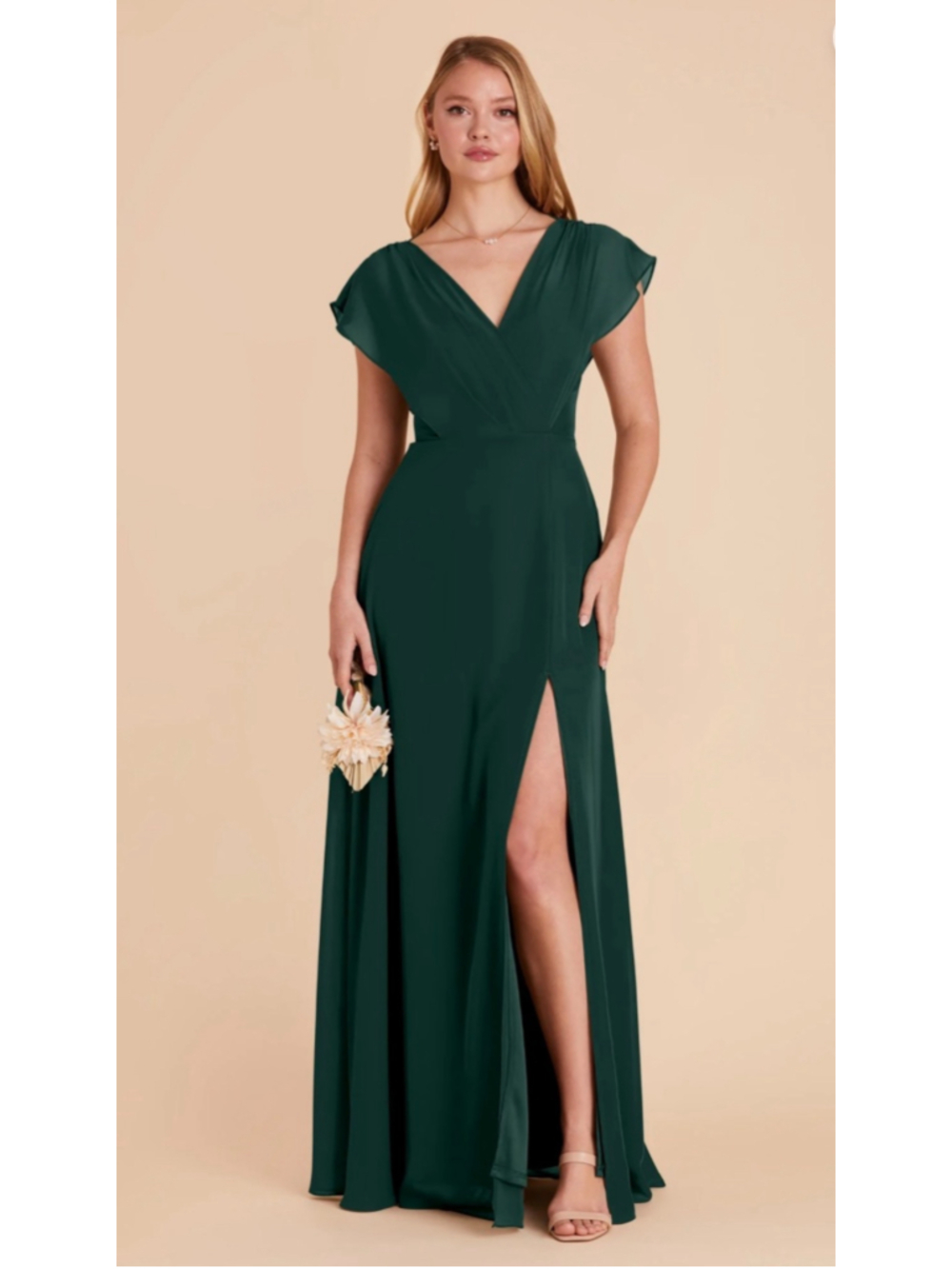 Birdy Grey Violet Chiffon Dress XL Emerald Green Bridesmaid Maxi Formal Gown